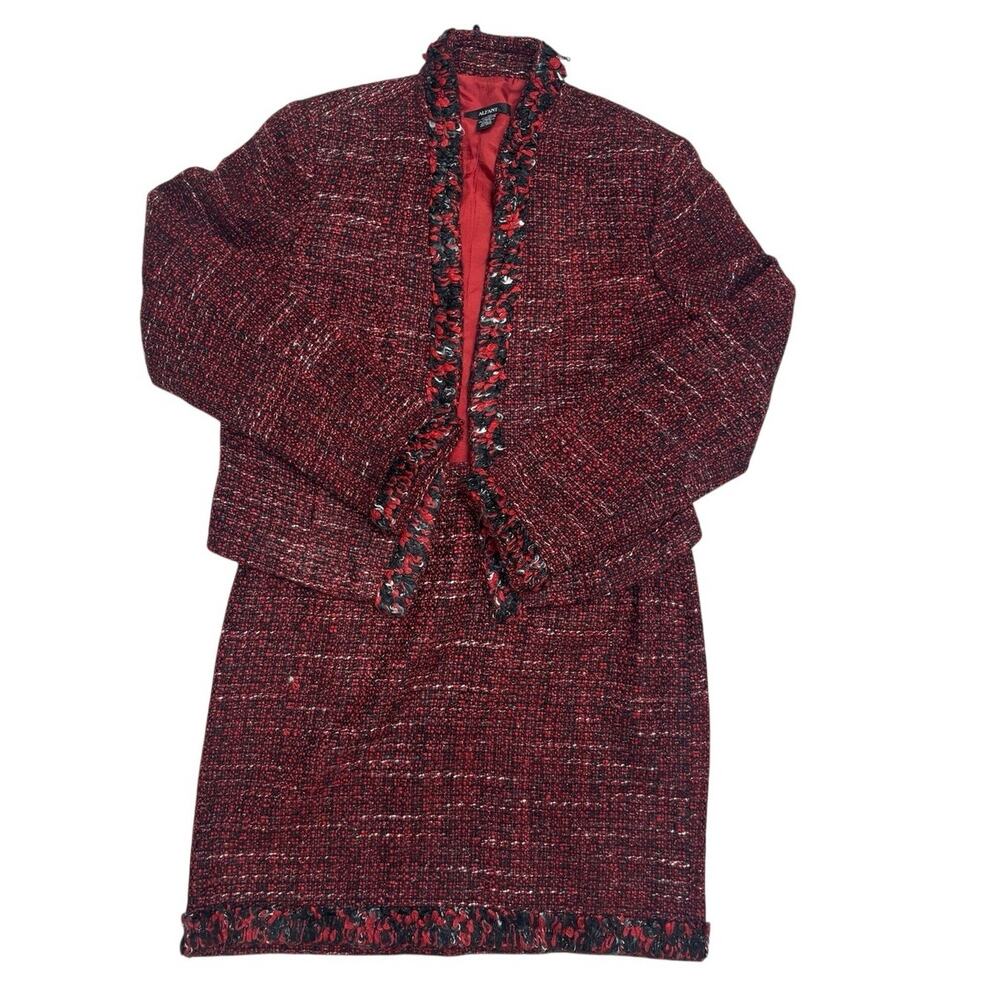 Vintage Red Tweed Skirt Set ❤️ Classic Bouclé Two‑Piece • Size 10